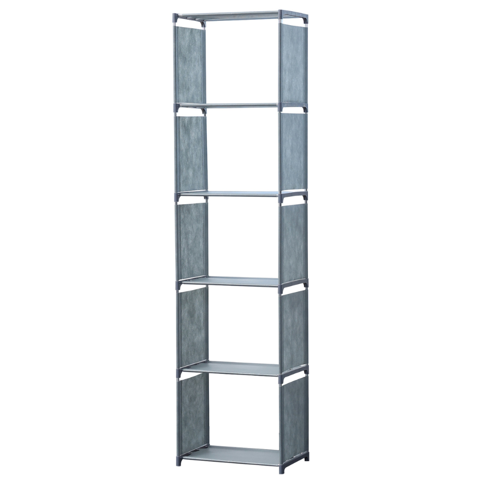 5-Layer Multi-purpose Bookshelf and Storage Rack (42x153cm) - Grey