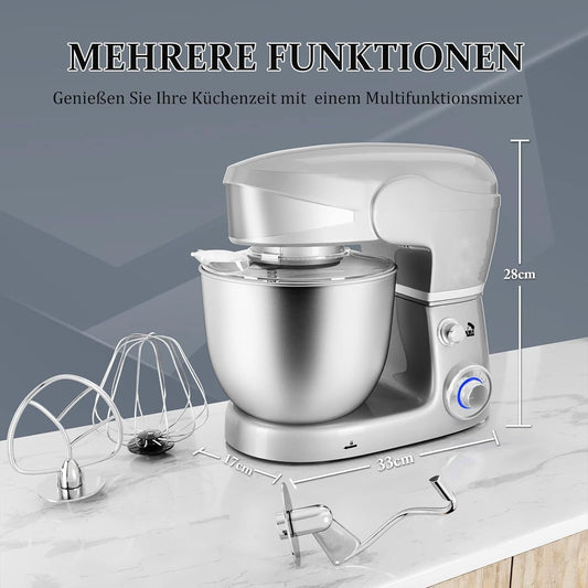 1600W 6-Speed Stainless Steel Stand Mixer 6L - Silver