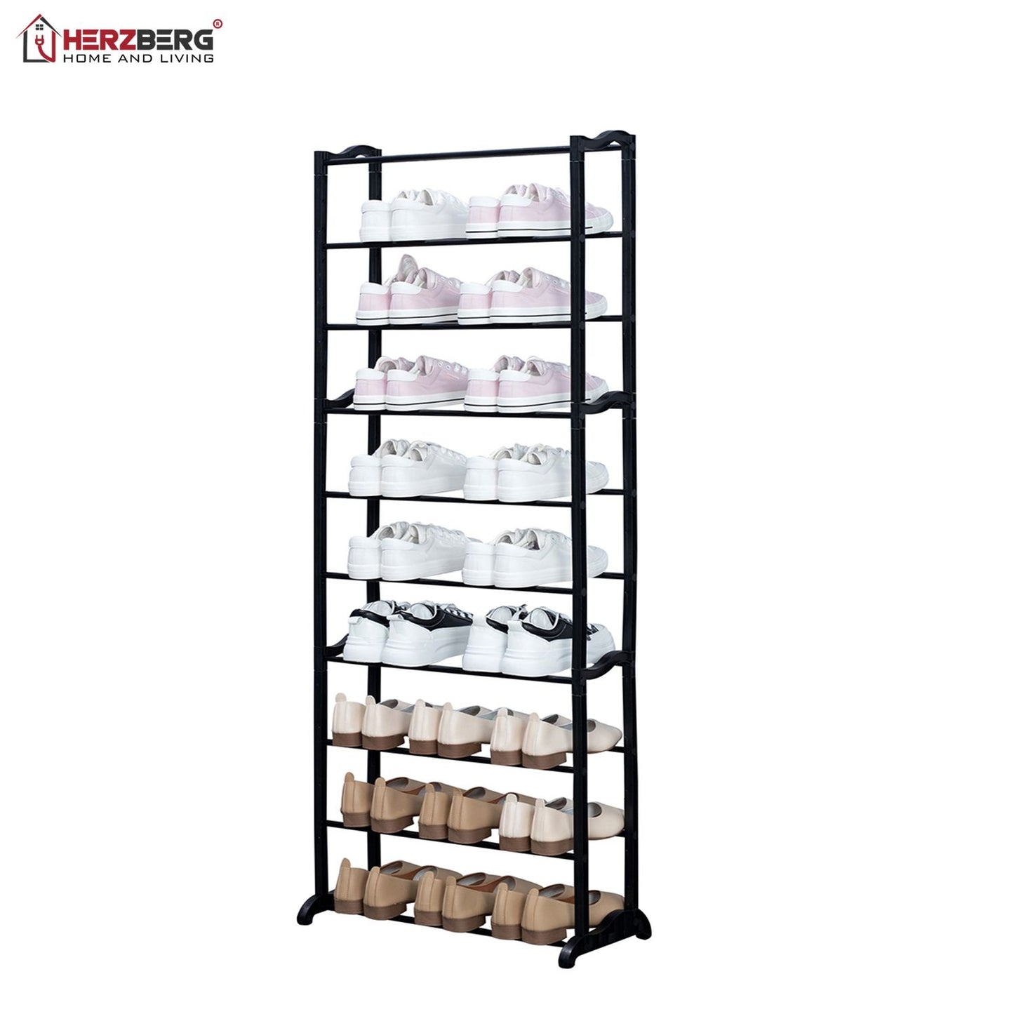9-Tier Small Shoe Rack Organizer Black