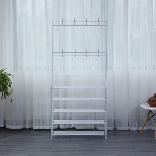 Herzberg 4-Tier Entryway Coat Rack and Hallway Storage Rack Organizer - 80x170cm