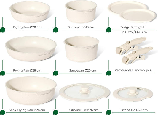 Just Perfecto JL-999: 11 Pieces Granite Cookware Set - Biege