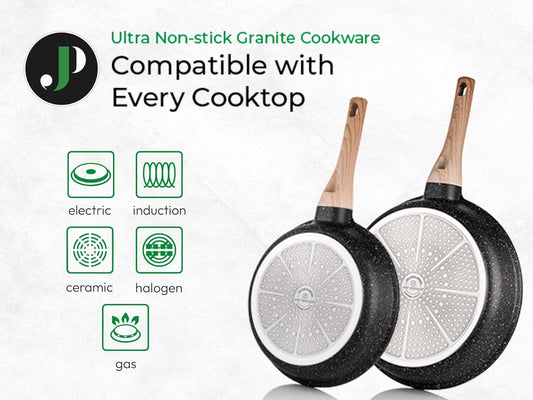 Just Perfecto JL-778: 14 Pieces Granite Cookware Set - Black