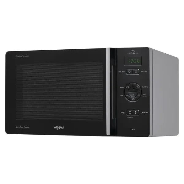 25Ltr 800W Microwave Oven with 800W Grill, WHIRLPOOL Chef Plus (Black)