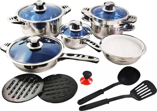 16 pcs, Cookware Set, Dishwasher-safe, Induction-ready, Silver