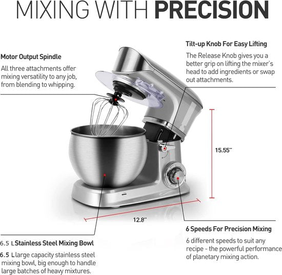 1900W, Multifunctional Mixer, Kitchen Machine, Silver