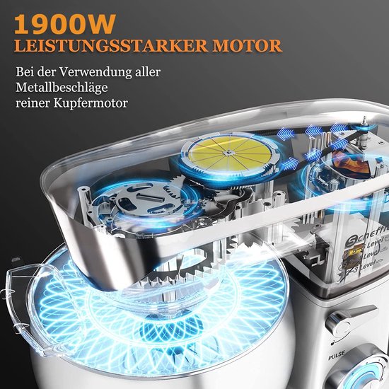 1900W, Multifunctional Mixer, Kitchen Machine, Silver
