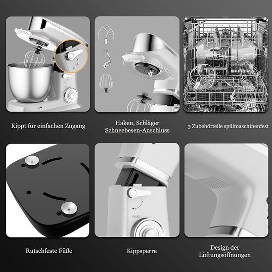 1900W, Multifunctional Mixer, Kitchen Machine, Silver