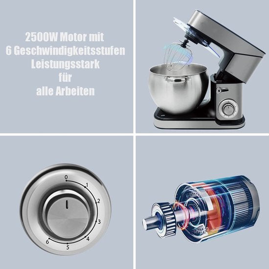 Powerful 2500W Food Processor - Kitchen Mixer XL - Stainless Steel