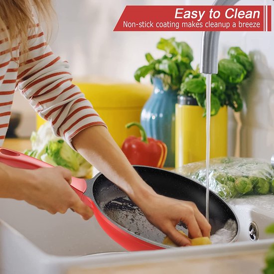 10 Pieces Ceramic Coated Cookware Set Burgundy, Royalty Line RL-BS1010M