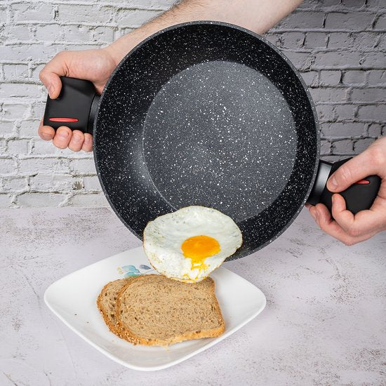 10 pcs, Cookware Set, Marble-coated, Induction-ready, Black, ROYALTYLINE