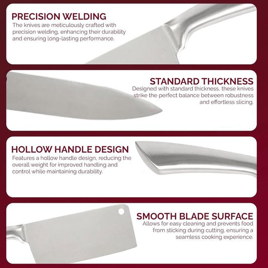 8 pcs, knife stand set, silver, Royalty Line RL-KSS804