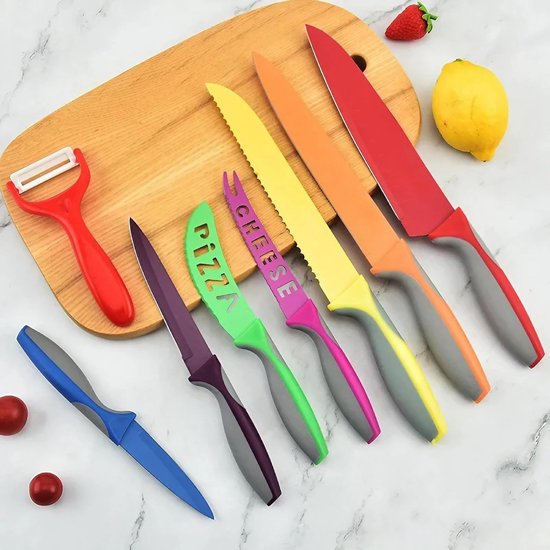 7 pcs, multi-colored, knife set, Royalty Line RL-COL7A