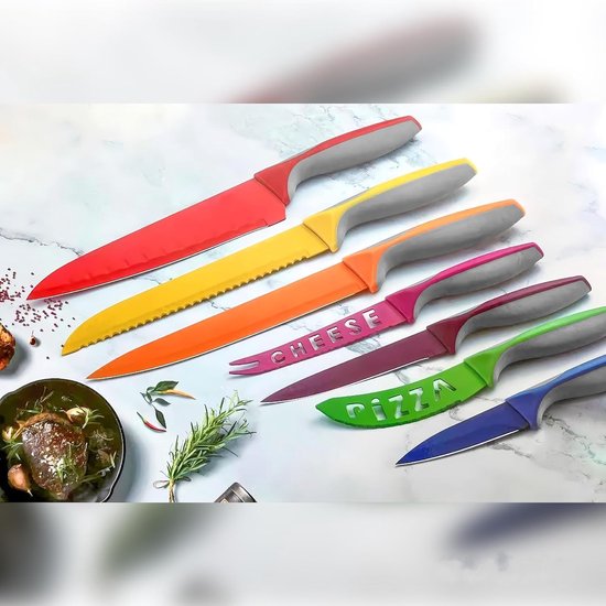 7 pcs, multi-colored, knife set, Royalty Line RL-COL7A