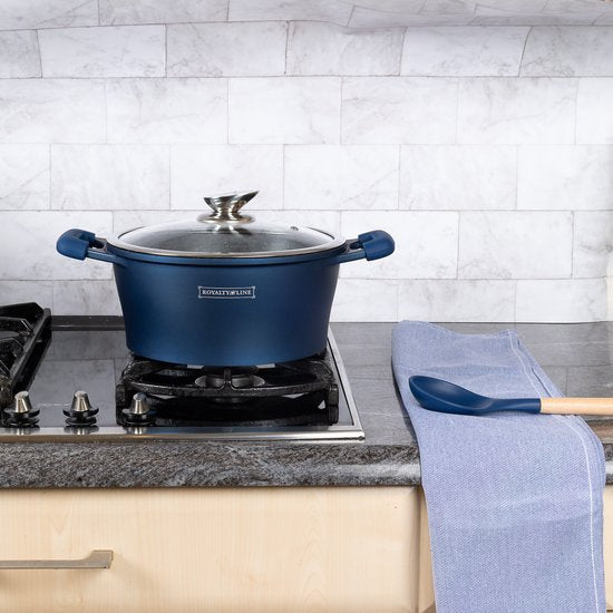 17 pcs, Cookware Set, Marble-coated, Induction-ready, Dark, Blue, ROYALTYLINE