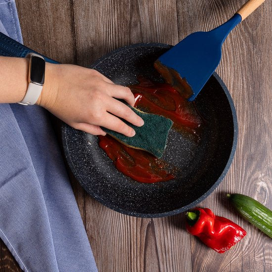 17 pcs, Cookware Set, Marble-coated, Induction-ready, Dark, Blue, ROYALTYLINE