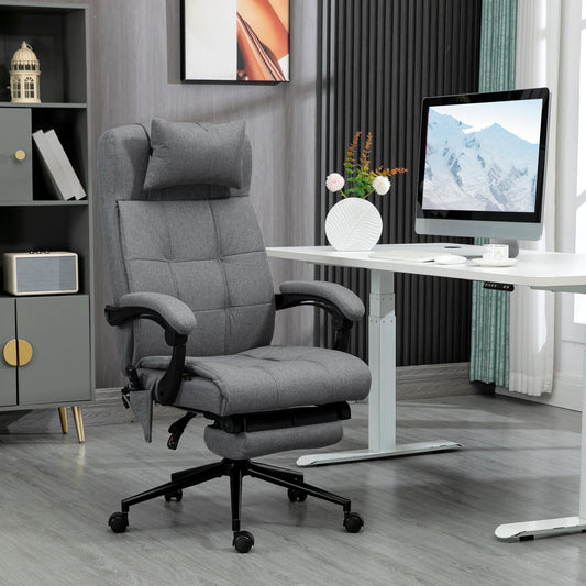 Reclining and Heating Office Chair with 6 Massage Points and 5 Modes, Gray