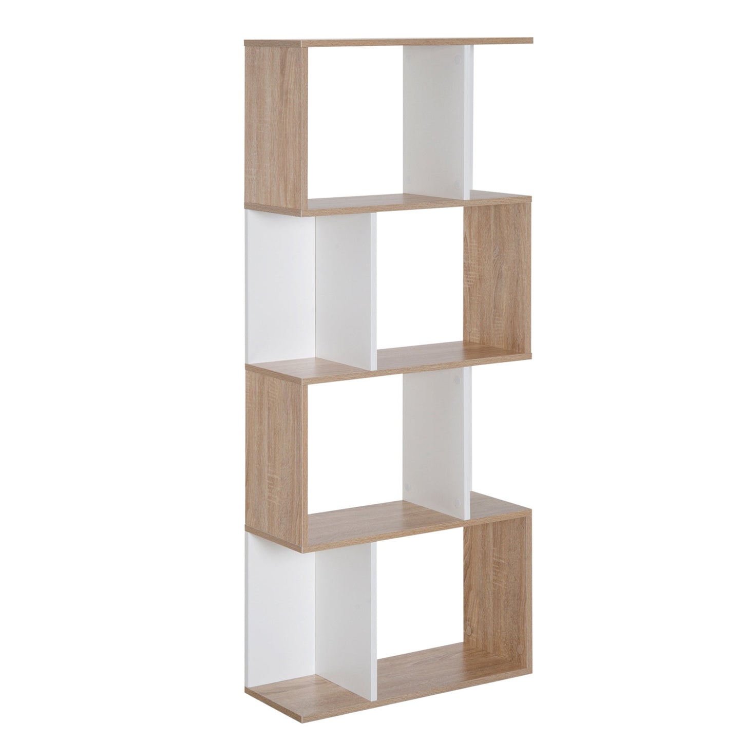 Design Bookcase Office Shelf Wood Modern 4 Shelves 60×24×148cm