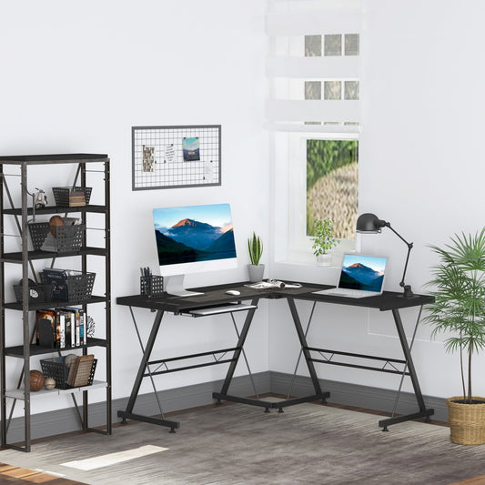 Desk convertible corner multi -show wood and black steel
