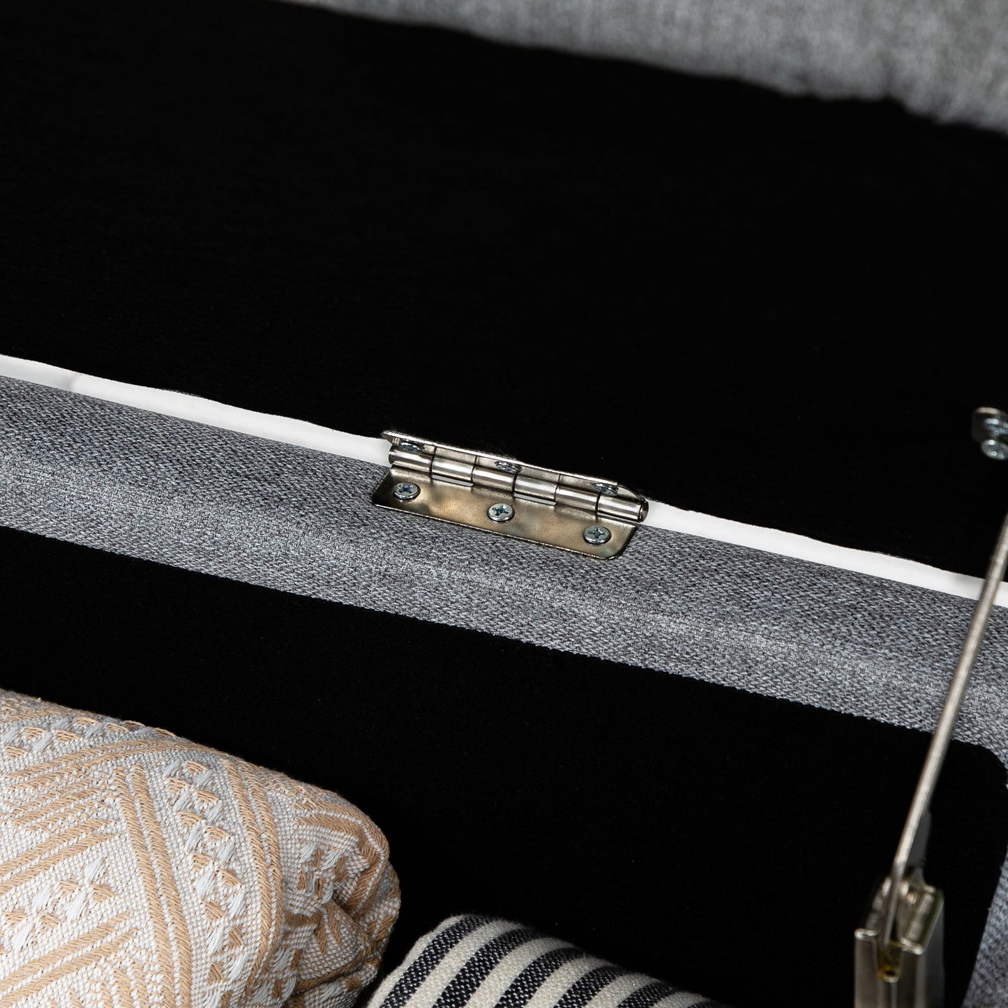 Velvet Fabric Storage Bench, for Bedroom, Living Room and Entrance, 101x38.5x44.5 cm, Grey