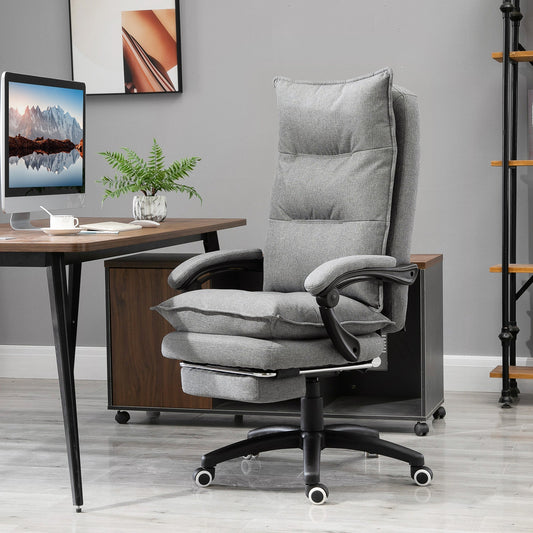 Padded Office Chair with 6 Massage Points, Adjustable Height and Wheels, 70x62x120-130 cm, Grey