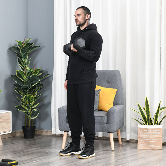 15 kg Hexagonal Dumbbell with Non-Slip Grip, Steel and Rubber, Ø15.5 x 33.6 cm, Black