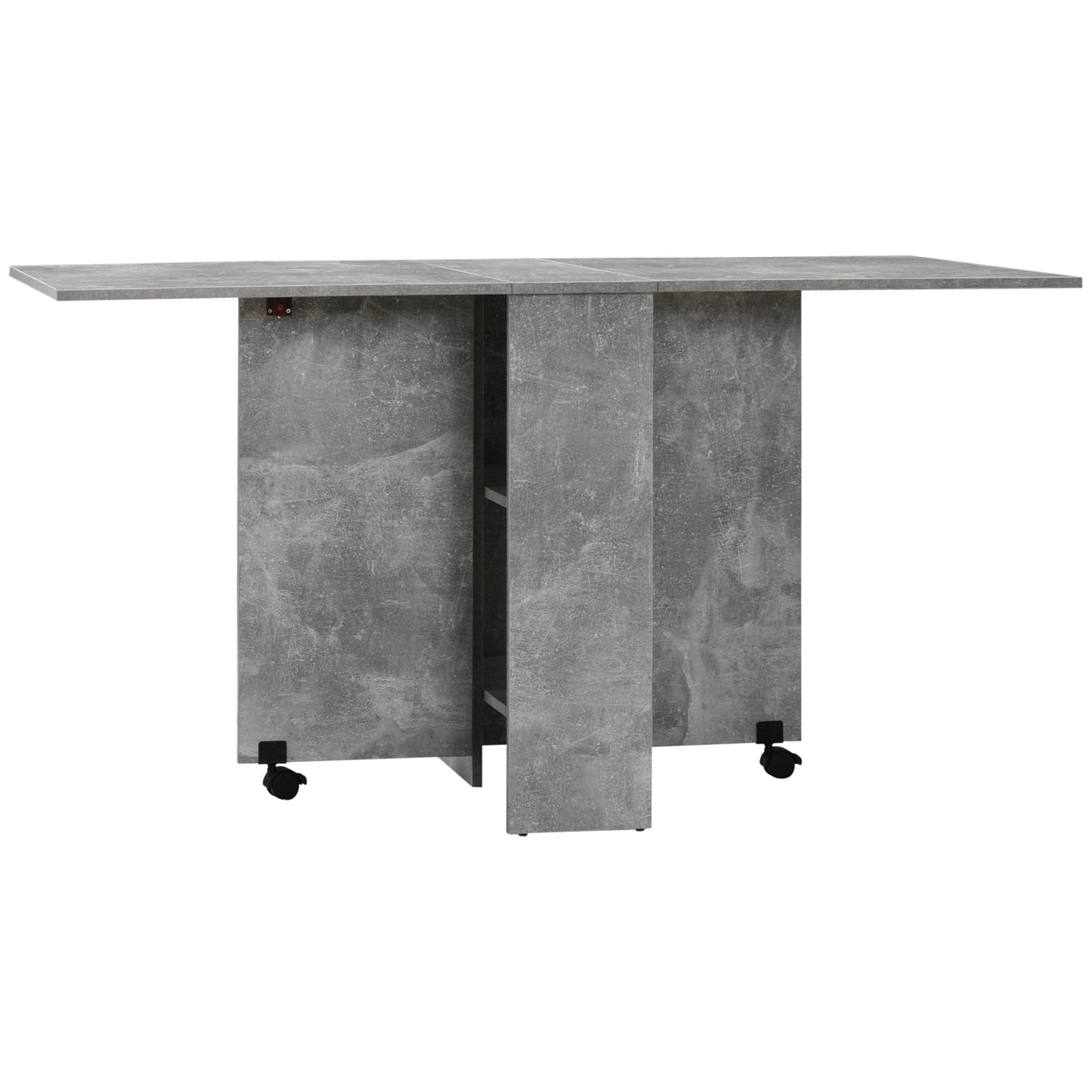 LEAF - Foldable Wooden Table For 4-6 people with wheels, 75x140x74cm, Grey