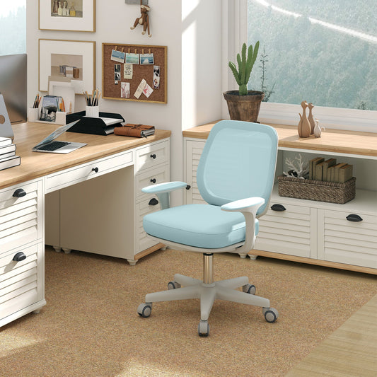 Ergonomic Height-Adjustable Office Chair with Breathable Backrest, 55x48x82.5-94.5 cm, Light Green