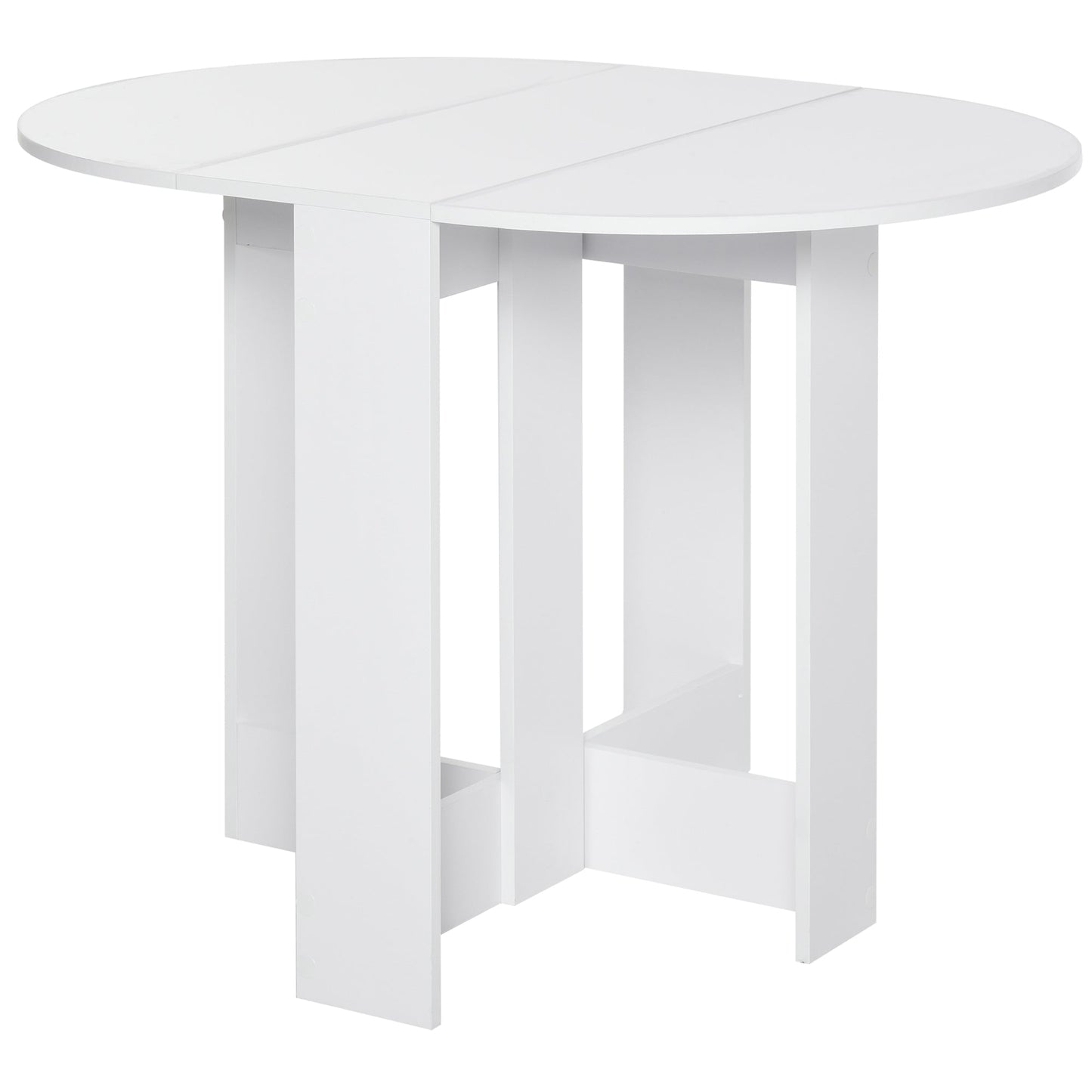 Foldable Dining Table with 2 Flaps, Extendable Wooden Dining Table Space Saving for Kitchen and Living Room, 104x76x73.7 cm, White