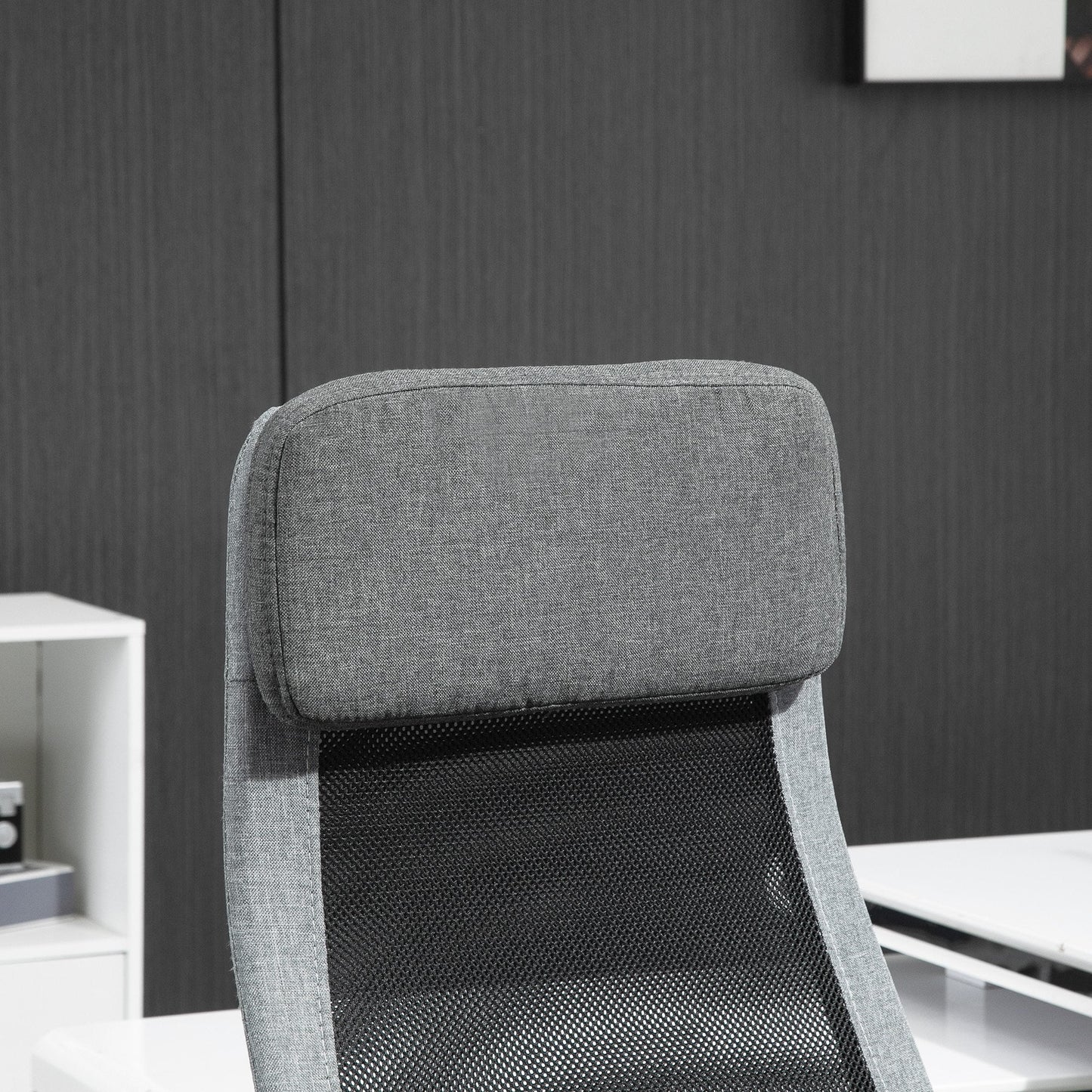 Ergonomic Swivel Office Chair, Adjustable Height and Rocking, Mesh Fabric Armchair 65x67x119-129cm Grey