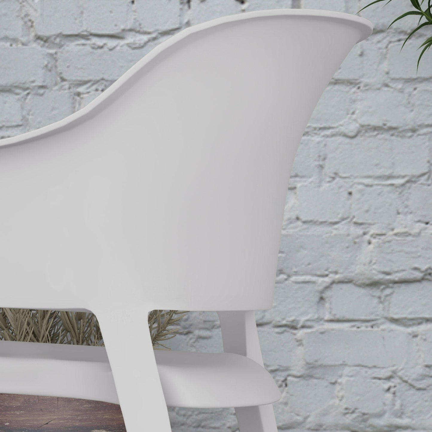 Set of 4 Stackable Plastic Garden Chairs with Armrests and High Backrest in PP, Grey