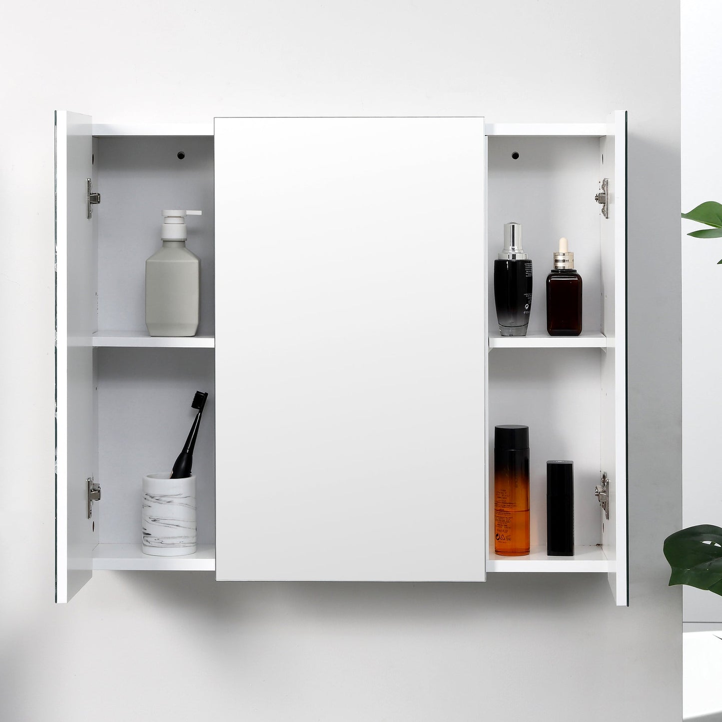 Restaurant / Hotel Kitchen Cart 3 Open Shelves 4 Omnidirectional Wheels with 2 Brakes Anti-Collision Bearings 430 Stainless Steel Silver 85x45x90cm
