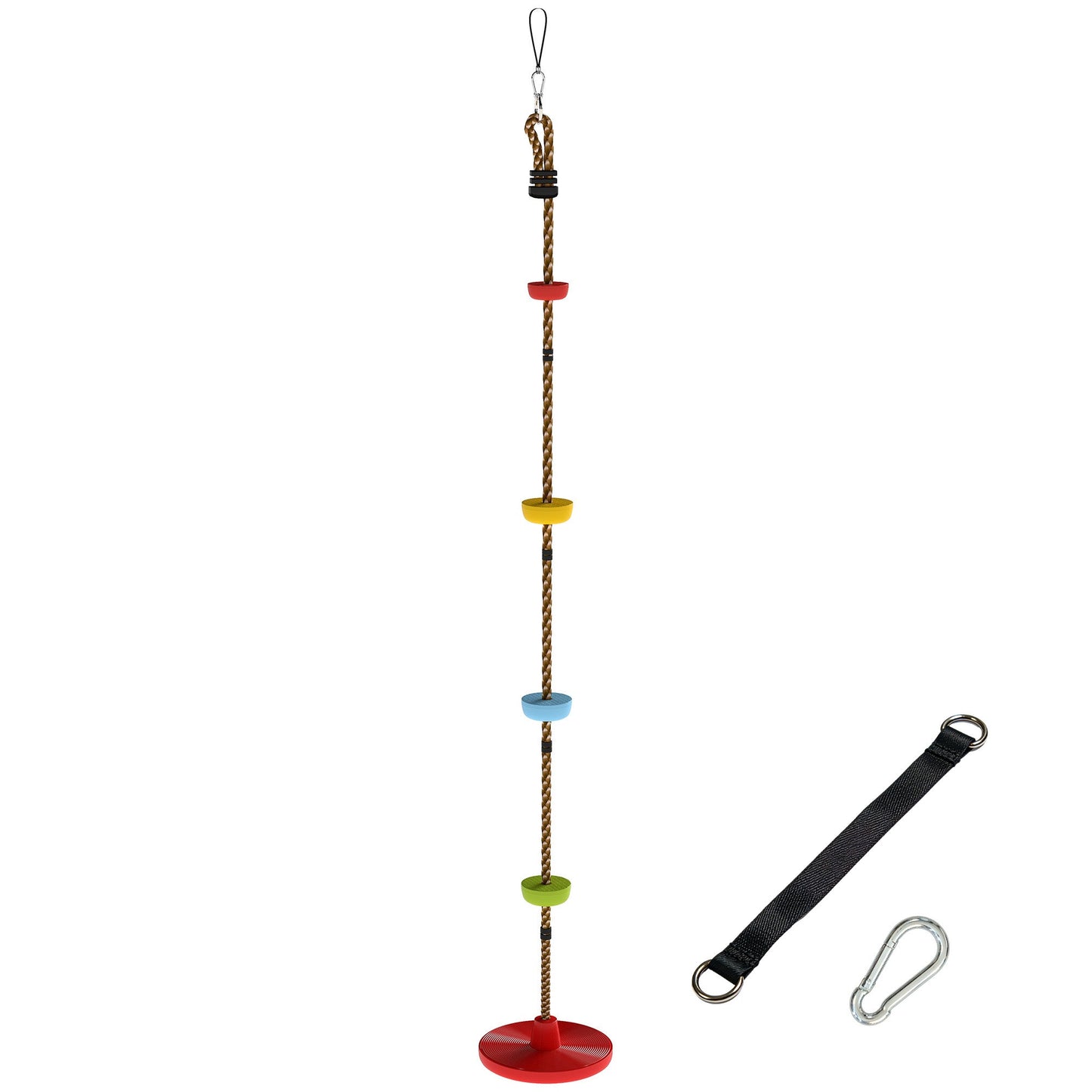 Children's Climbing Rope with Footrests and Disc Seat, in HDPE and PE, Ø30x4 cm, Red