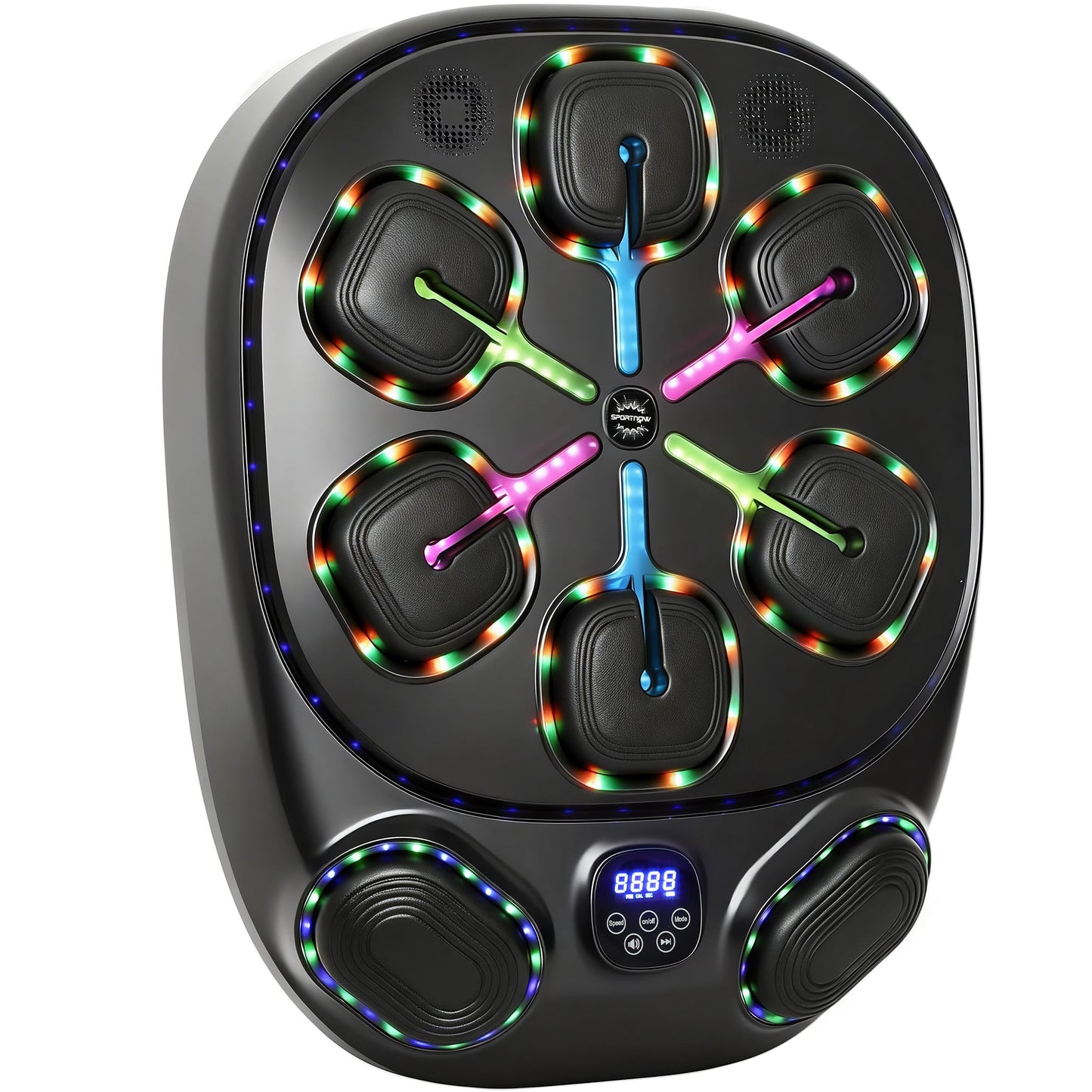 Wall-Mounted Musical Boxing Machine with 9 Modes, LED Lights and Bluetooth Connection, 61x48x11 cm, Black