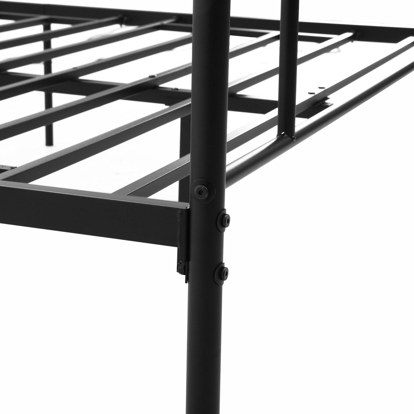 Double Bed Frame in Steel with Integrated Slats, Headboard and Footboard, 160x200cm