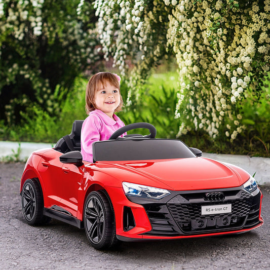 Electric Ride-On Car for Children 5 Years Max Audi License with Buttons, Seat Belts and Headlights, 103x58x41 cm, Red and Black