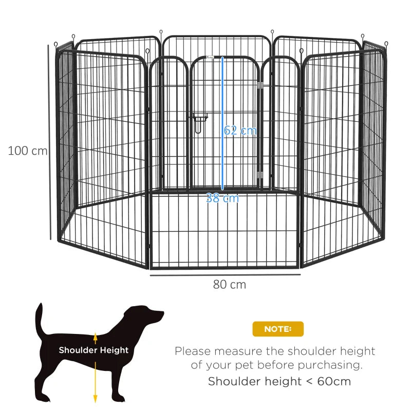 Dog Playpen and Puppy Playpen, Modular Indoor and Outdoor Dog Playpen in Metal and Steel 8 Panels 80x100cm