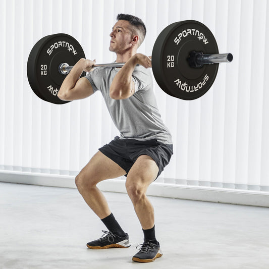 Set of 2 20kg Rubber Weight Discs with 2"/5 cm Hole for Dumbbells and Barbells, Black