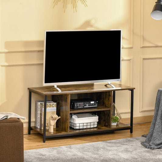 Mobile TV up to 55 '' with open shelves Low cabinet from industrial style lounge - rustic brown