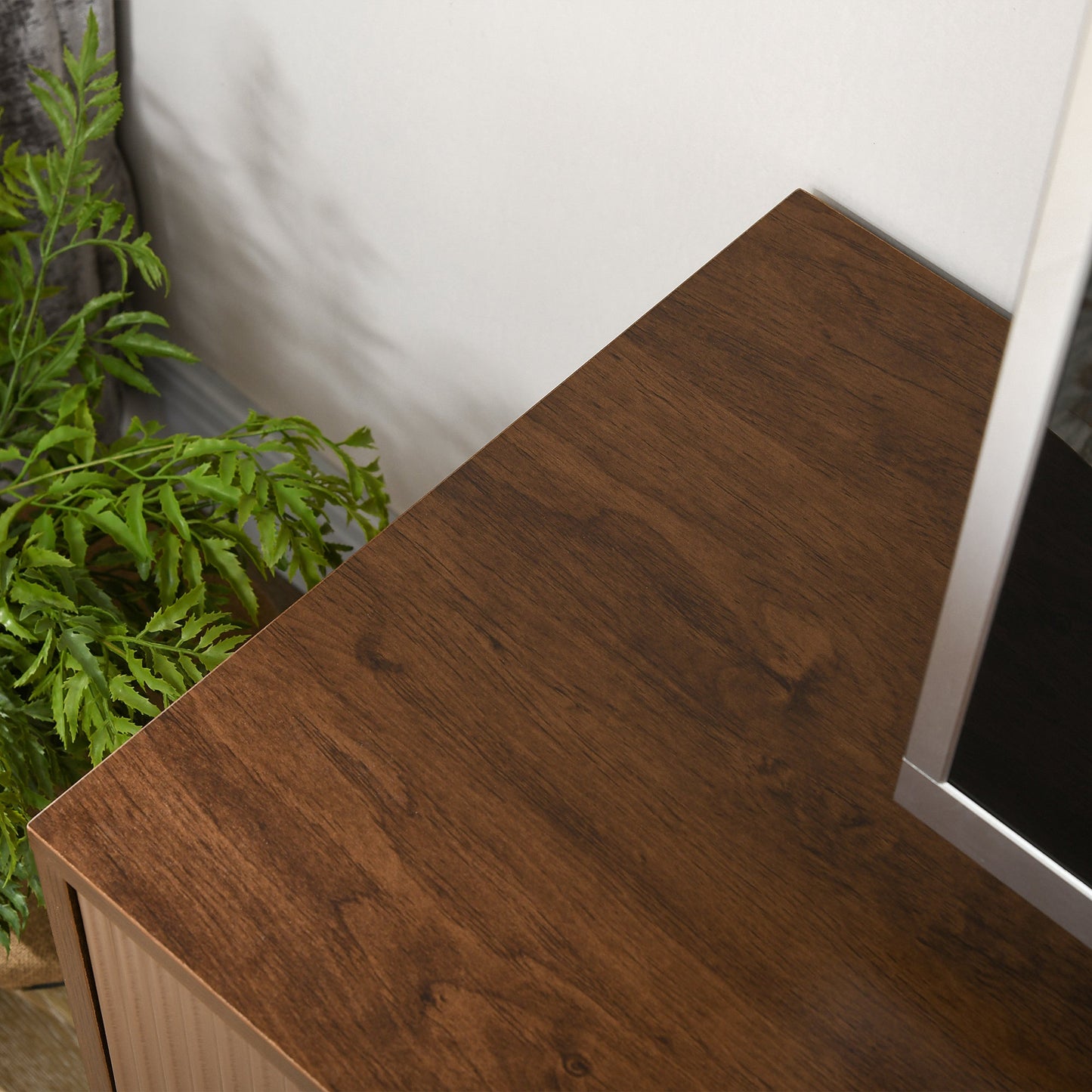 TV Cabinet up to 65" with 2 Cabinets and 2 Open Wooden Compartments, 150x40x56cm, Brown