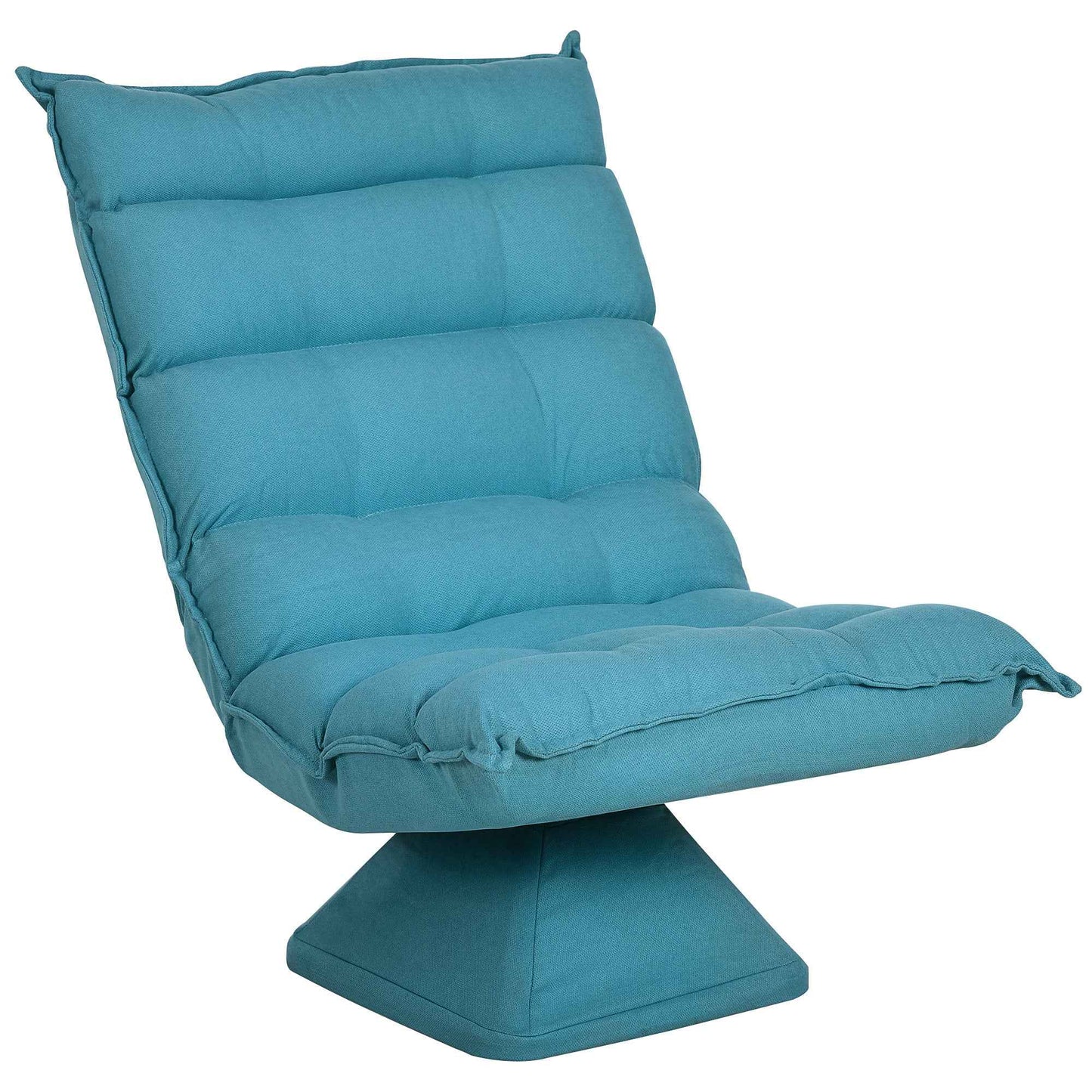 Velvet and Steel Swivel Relaxing Chair with 5-Position Adjustable Backrest, 62x70x95 cm, Blue