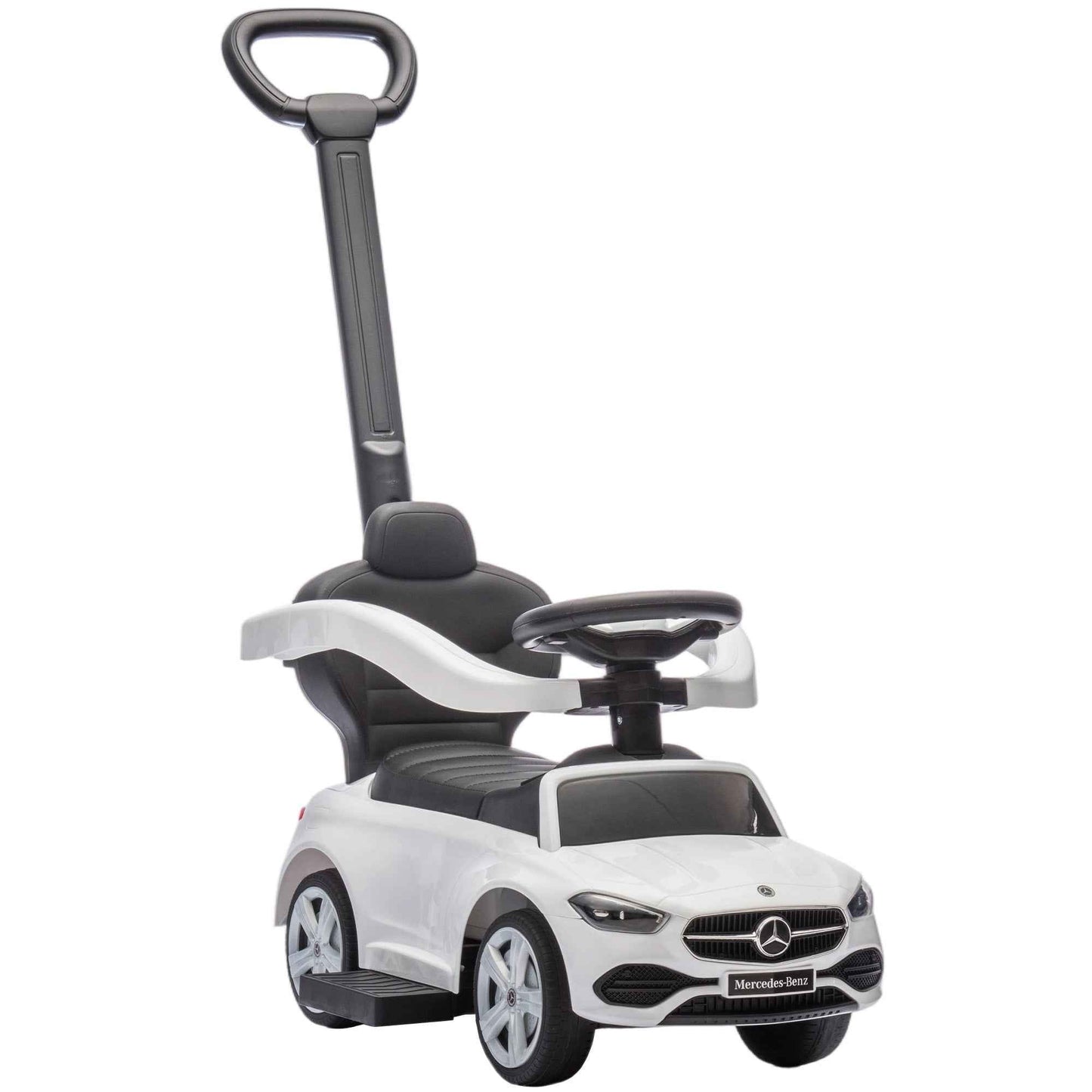 Ride-On Car for Children 1-3 Years Old Convertible into Stroller with Mercedes License, 91x40x83 cm, White