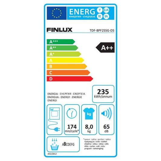 Finlux TDF-8PF2SSG-DS Heat Pump Tumble Dryer – 8kg A++