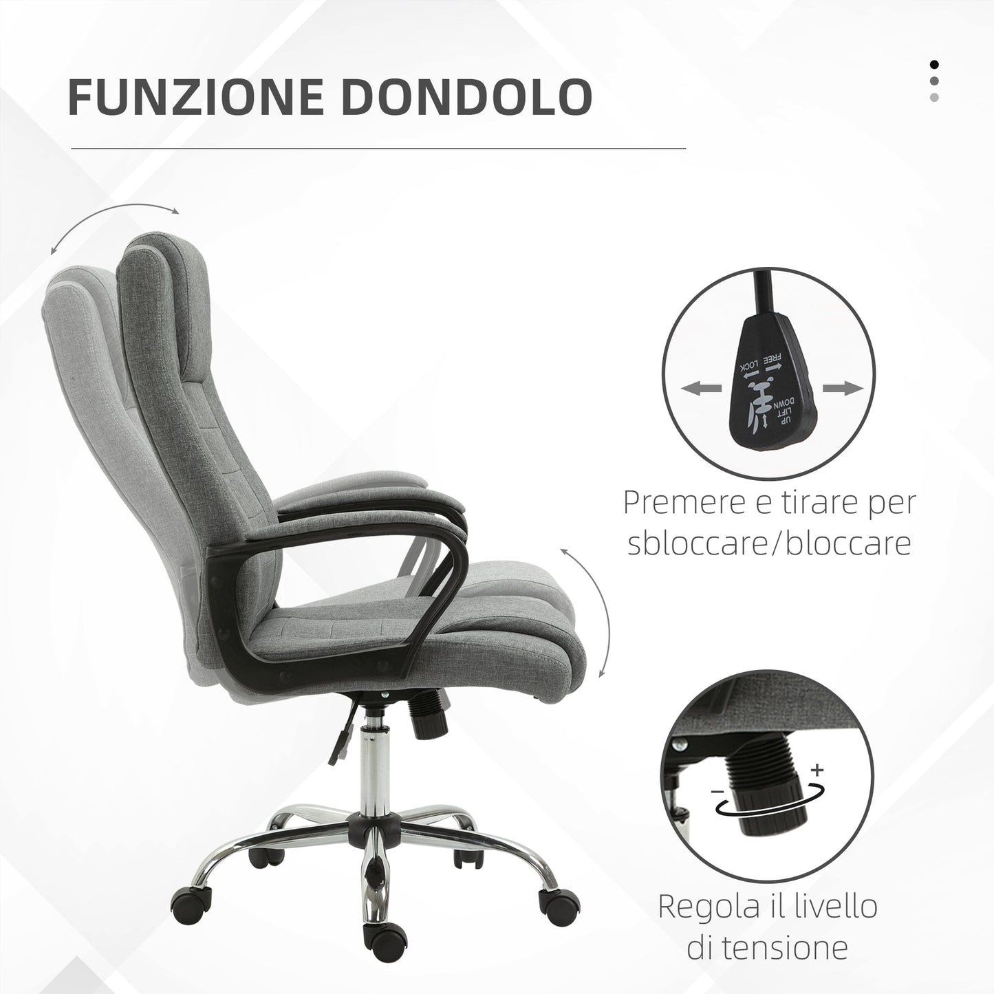 Ergonomic Presidential Office Chair Tilting and Padded with Adjustable Height and Tilt, 62 x 76 x 110-119cm
