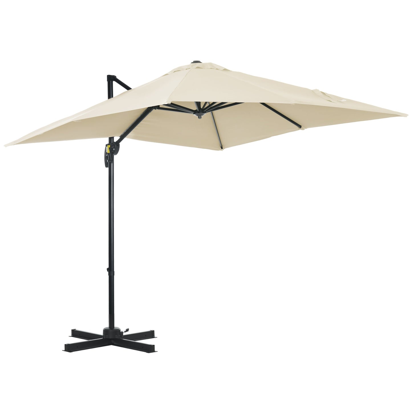 2.5x2.5m Cream Garden Umbrella with 5-Level Adjustable Angle and 360°