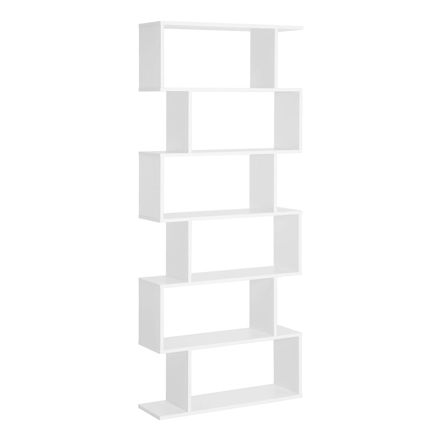 Bookshelf with 6 Shelves, Wooden Bookcase, Modern Design, White 80 × 23 × 192cm