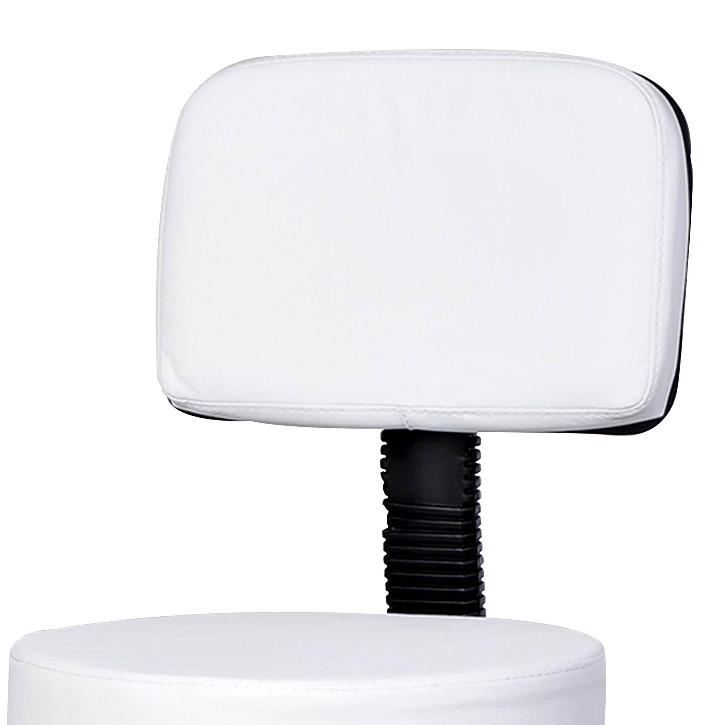 Swivel Stool with Backrest, Adjustable Height and 5 Wheels in White PU Leather for Home or Shop