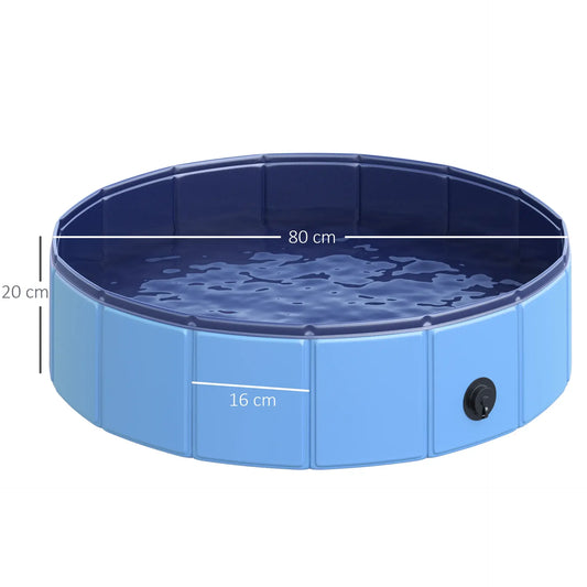 Foldable Blue Plastic Dog Pool with Stable Edge