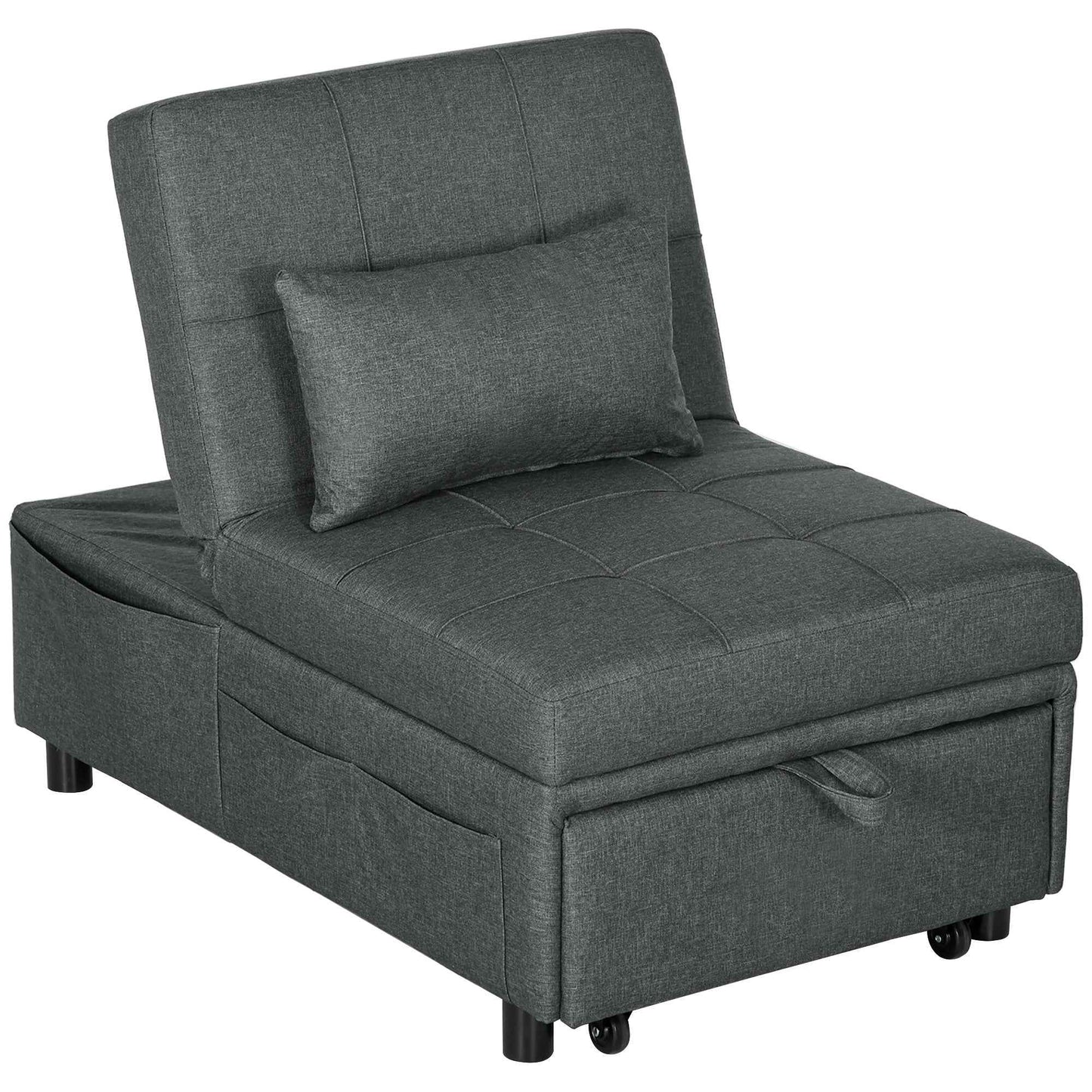 4-in-1 Reclining Single Sofa Bed, Grey