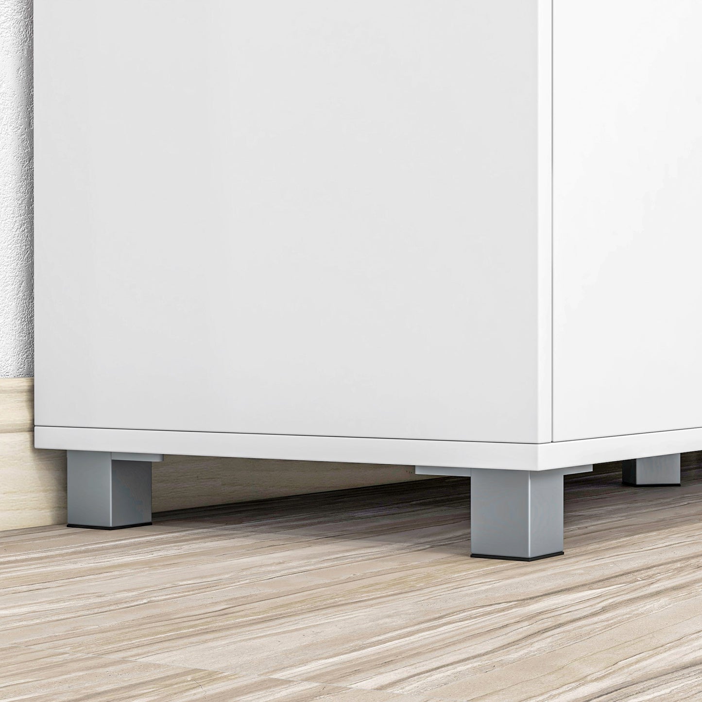 Modern Wooden Kitchen Sideboard with Cabinets, Drawer and Open Compartment, 105x39x83cm, White