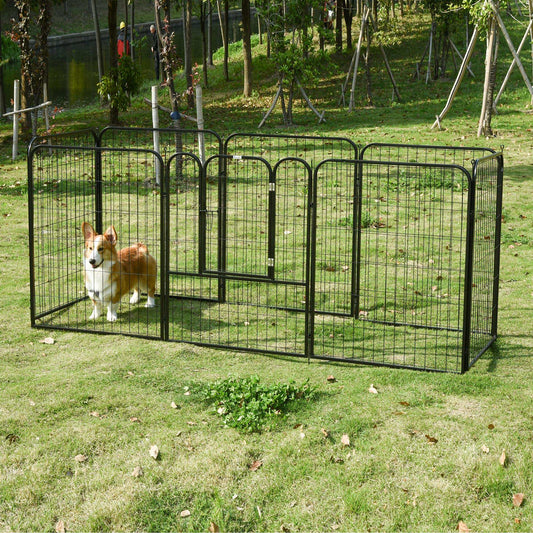 Dog Playpen and Puppy Playpen, Modular Indoor and Outdoor Dog Playpen in Metal and Steel 8 Panels 80x100cm